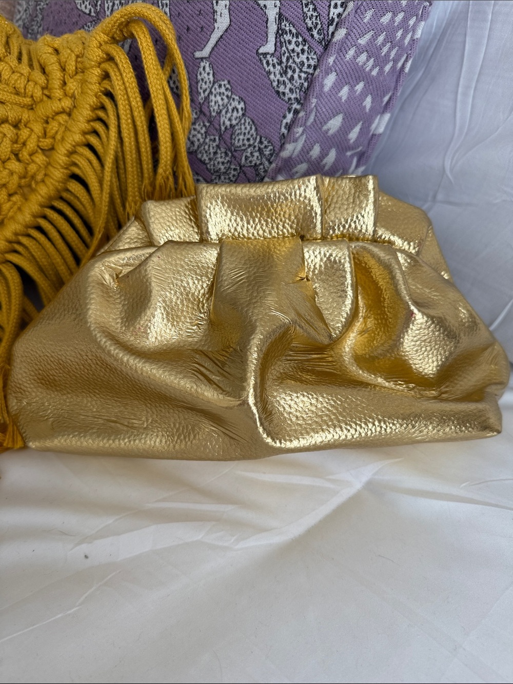 Metallic Gold Leather Clutch Bag